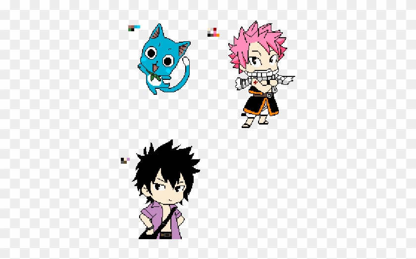 Happy, Natsu, And Gray From Fairy Tail - Fairy Tail Natsu Chibi #1047478