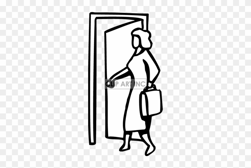 Door Clipart Woman - Enter Clipart Black And White #1048027