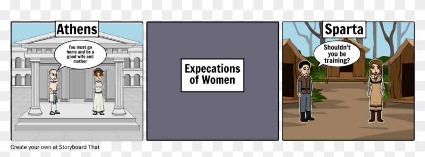 Athens And Sparta Political Cartoon Storyboard - Spartan Women Vs Athenian Women Comic #1048092