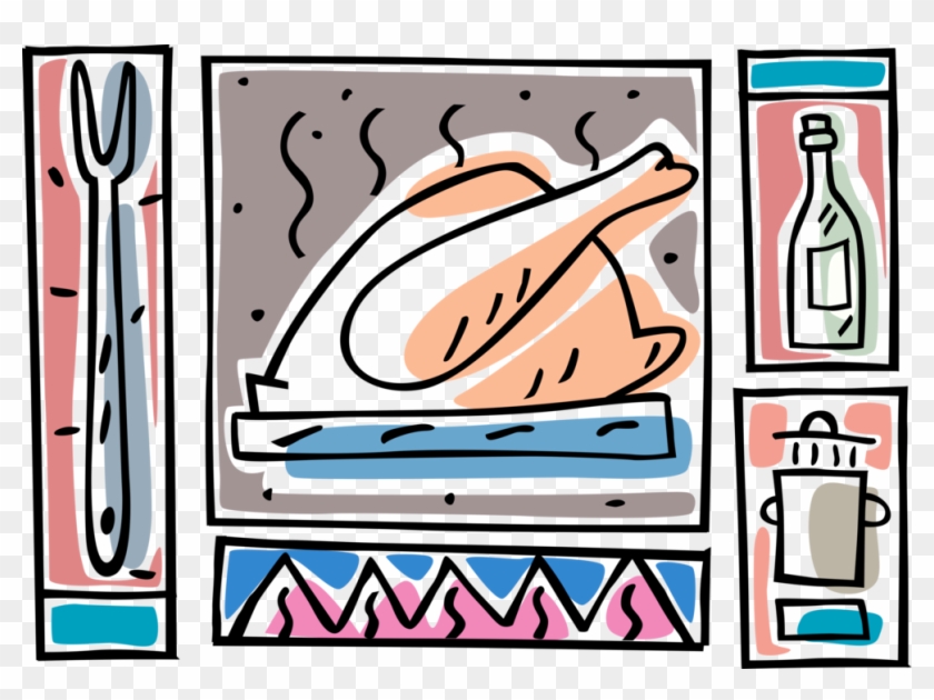 Vector Illustration Of Roast Turkey Poultry With Kitchenware - Vector Illustration Of Roast Turkey Poultry With Kitchenware #1048416
