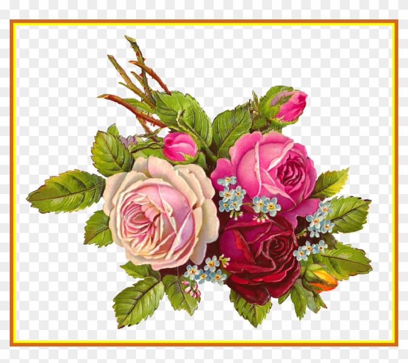 Fascinating Vintage Roses Printies Mini U Romance Two - Digital Image #1048785