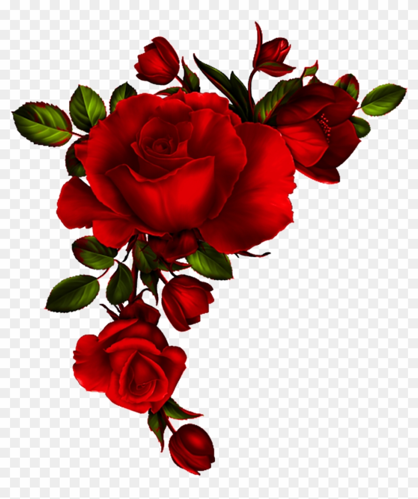 Yükle Red Rose Petals Vector Material, Background, - Rose Corner Border Png #1048929