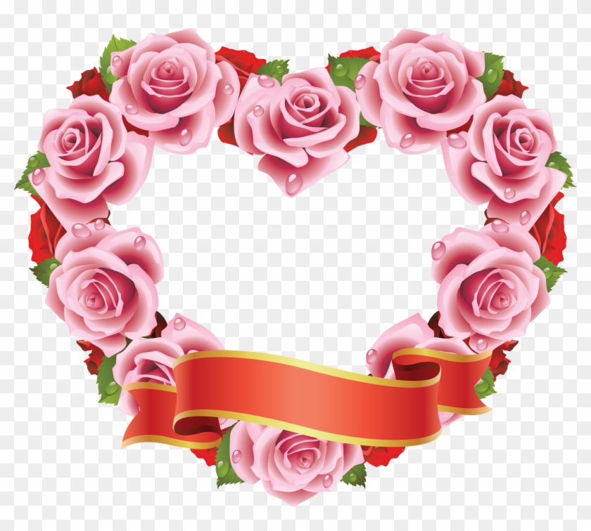 Rose Heart Flower Clip Art - 5d Diy Diamond Painting Cross Stitch Pink Rose Diamond #1048967