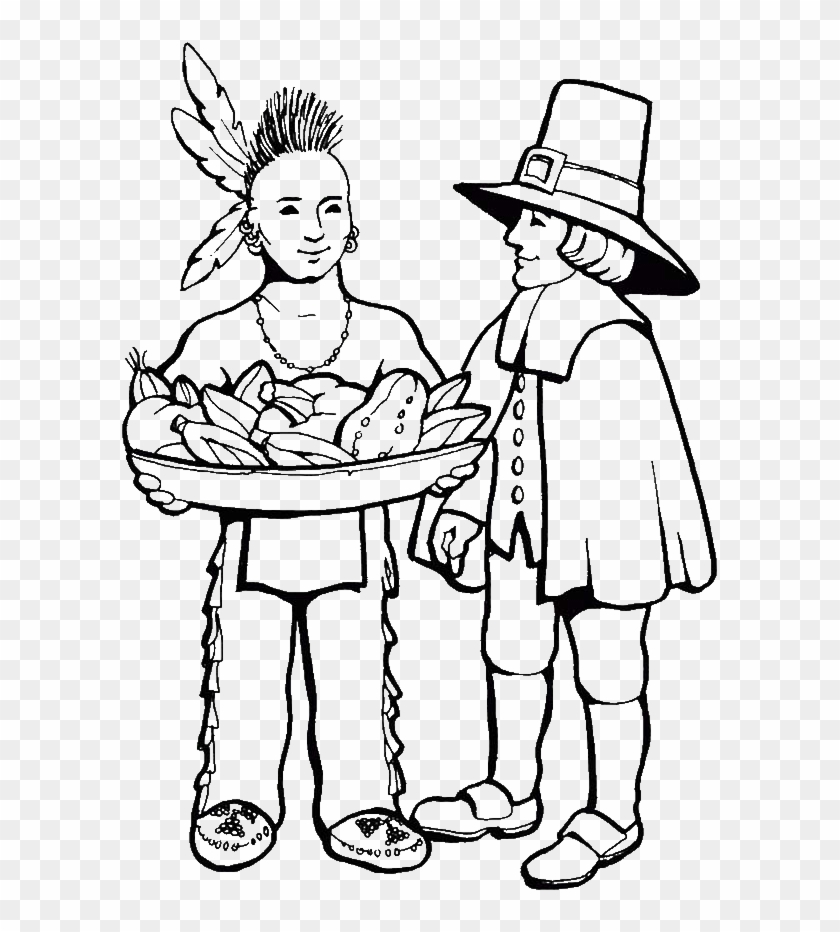 Native American And White Skin On Native American Day - Coloring Book #1049565