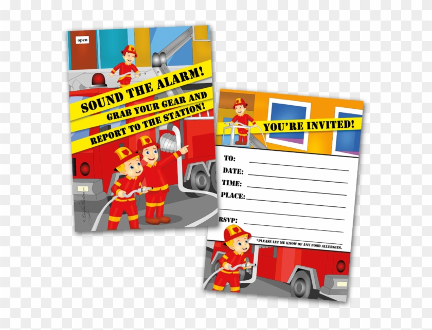 20 Kids Party Invitation Cards Fireman Themed And 20 - Children's Party #1049807