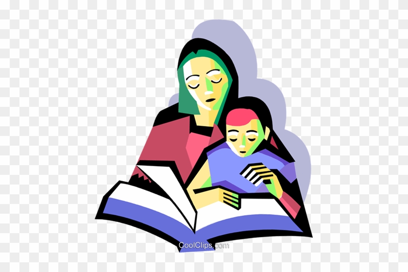 Mother With Child Reading Royalty Free Vector Clip - External Validity #1049981