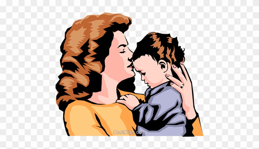 Mother With Child Royalty Free Vector Clip Art Illustration - Animated Pictures Of Mother And Son #1049987