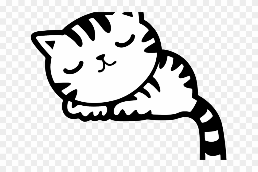 Kitten Clipart Sleeping - Sleeping Cat Drawing Clipart #1050442