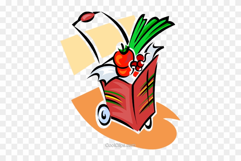 Grocery Cart With Purchases Royalty Free Vector Clip - Carrinho De Mercado Png #1050751
