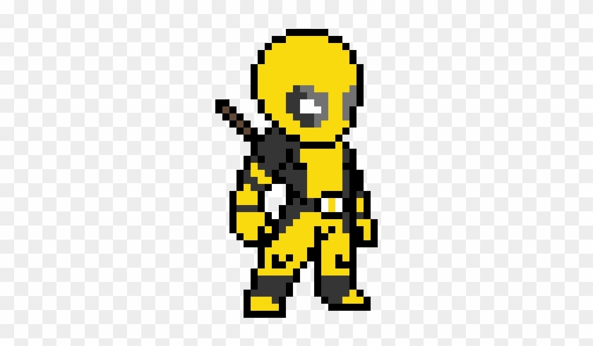 Golden-deadpool - Spiderman Pixel Art #1050789