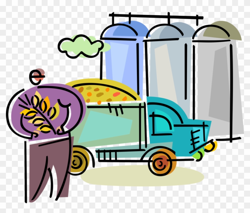 Vector Illustration Of Farmer With Cereal Wheat Delivers - Vector Illustration Of Farmer With Cereal Wheat Delivers #1051801