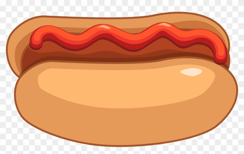 Hot Dog Hotdog Vector Clipart - Hot Dog Ketchup Clipart #1051839