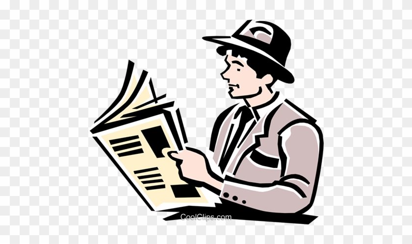 Man Reading Paper Royalty Free Vector Clip Art Illustration - News Paper Clip Art #1052034