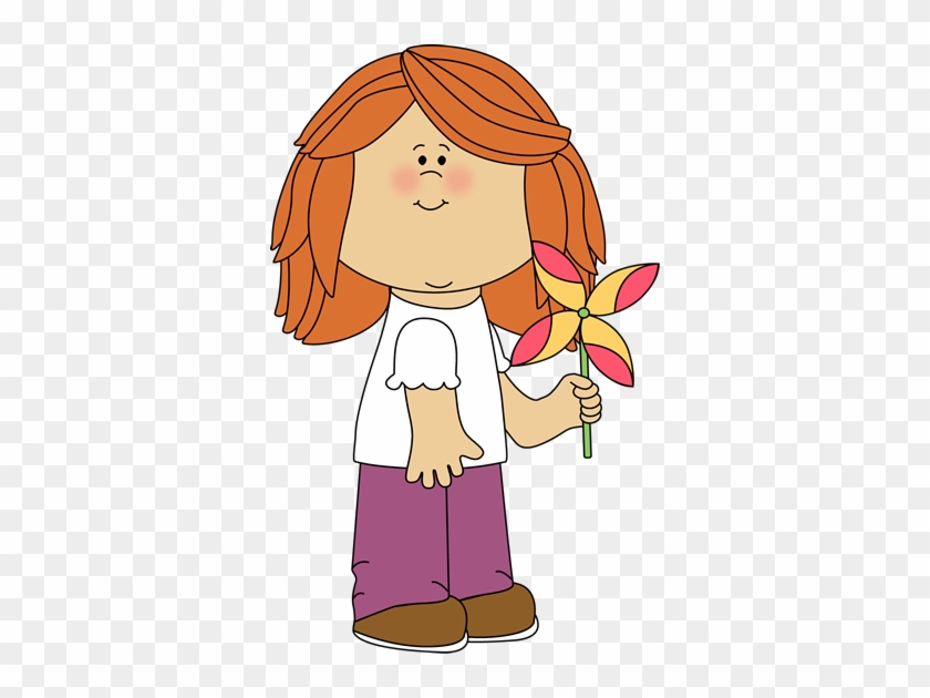 Girl With Spring Pinwheel - Pinwheel Clipart #1052162