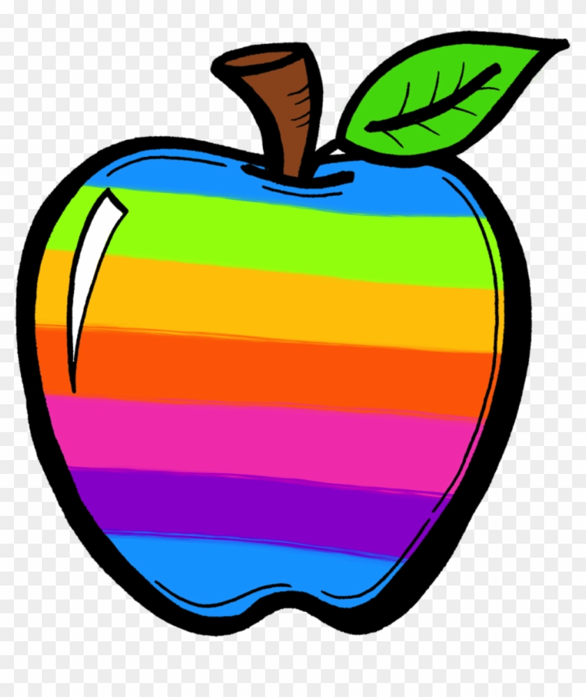 Crayon Clip Art Black And White Free Clipart Image - Rainbow Apple #1052180