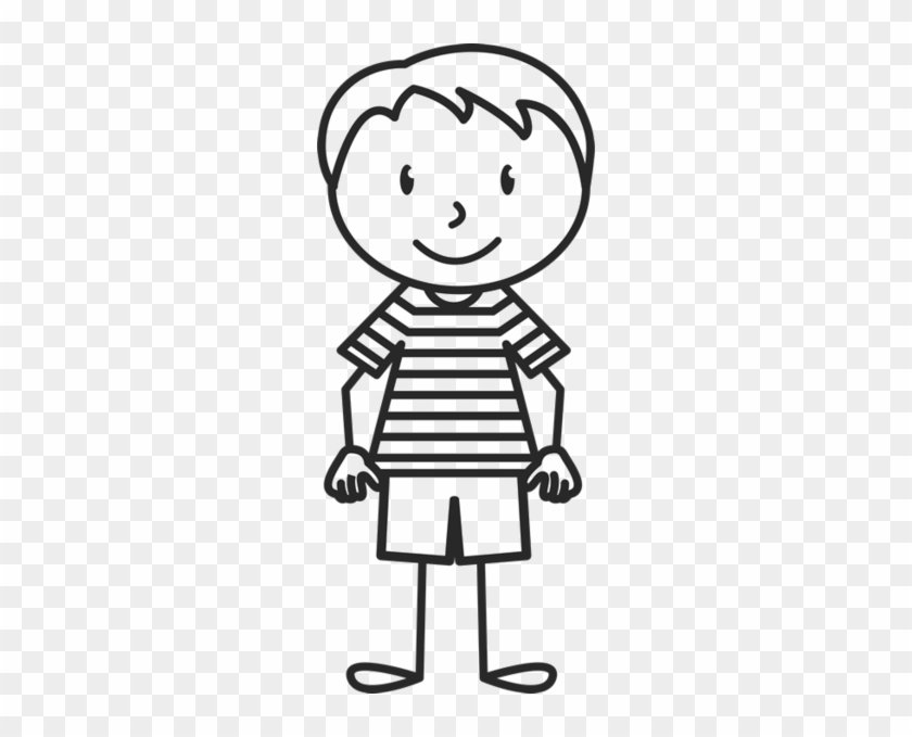 Messy Hair Boy With Striped Shirt Stamp - Stick Figure With Dress #1052564