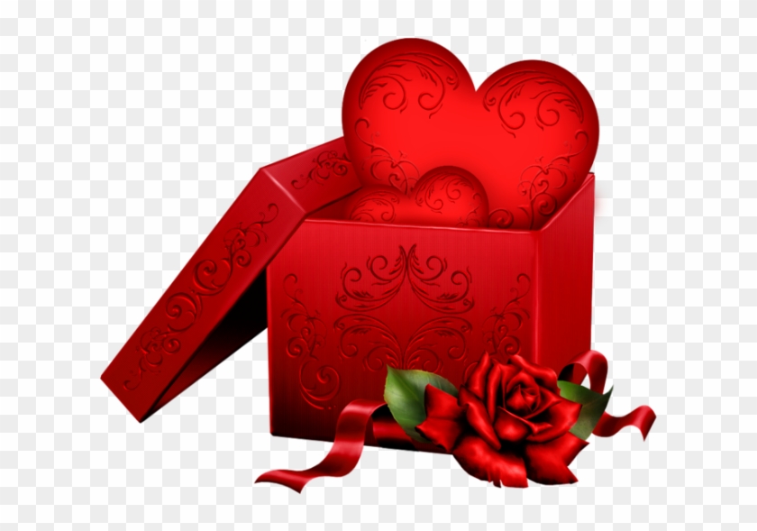 Heart With Gift Box - Valentines Day Roses Png #1052609