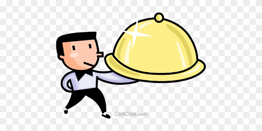 Waiter Serving Food Royalty Free Vector Clip Art Illustration - Waitress Serving Food Clipart #1052650