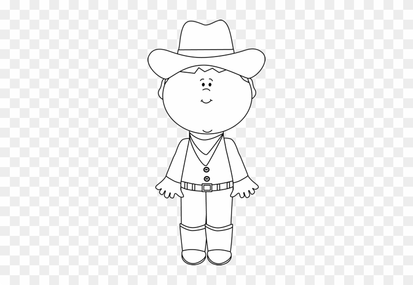 Black And White Cowboy - Boy With Hat Black And White Clipart #1052681