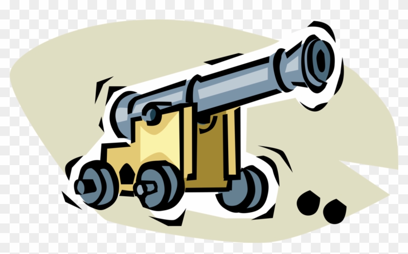 Vector Illustration Of Cannon Artillery Weapon Fires - Cannon #1053018