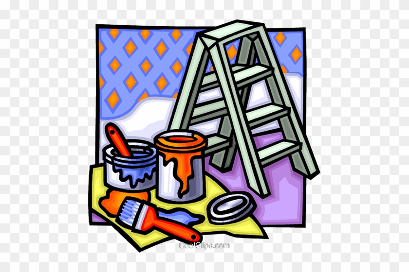 Painting Equipment Royalty Free Vector Clip Art Illustration - House Painter And Decorator #1053157