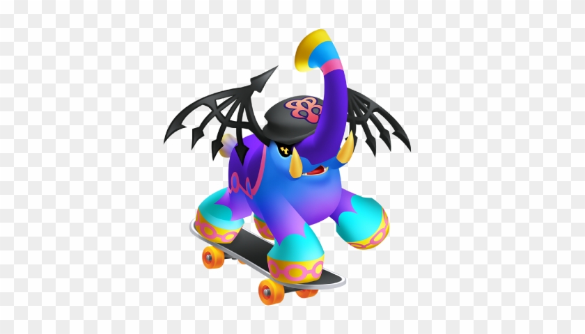 An Elephant Riding A Skateboard While Wearing A Hat - Kingdom Hearts Dream Drop Distance Beatalike #1053213