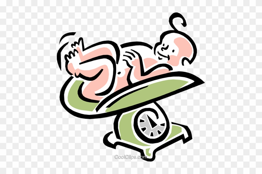 Baby Weight Clipart On A Scale Royalty Free Vector - Baby Health Clipart #1053674