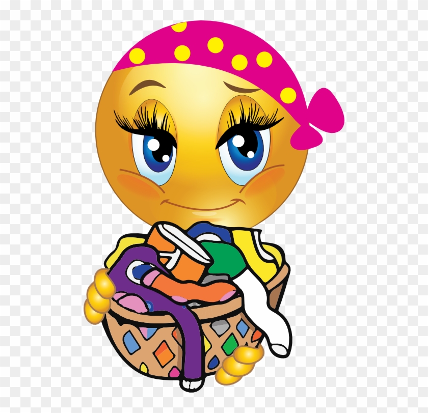 Washing Girl Smiley Emoticon Clipart - Laundry Emoji #1053849