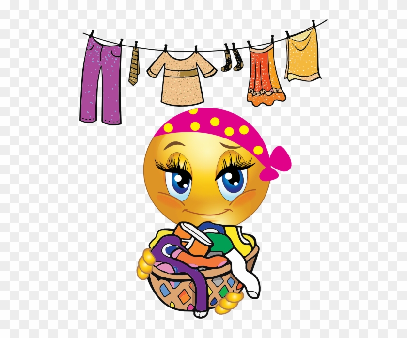 Washing Girl Smiley Emoticons Clipart - Emoticon Lavando #1053851