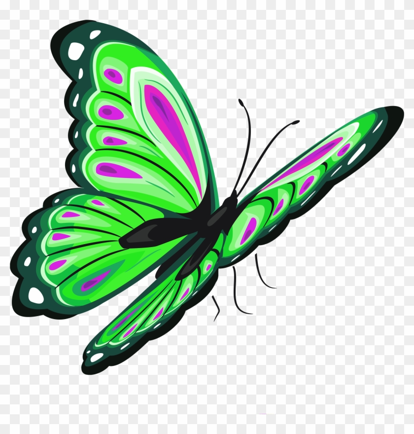 Green And Pink Butterfly Png Clipart Picture - Бабочки Png #1053864