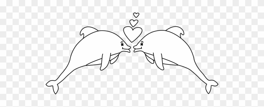 Black And White Valentine's Day Dolphinss - Clip Art #1053981