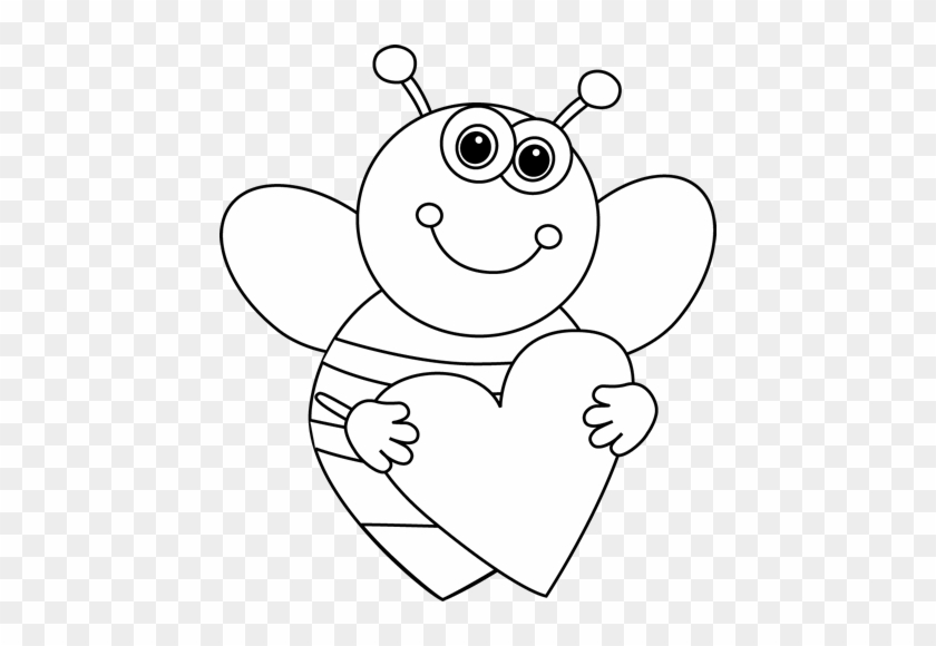 Valentines Day Bee Clipart - Bee Clipart Png Black And White #1054026