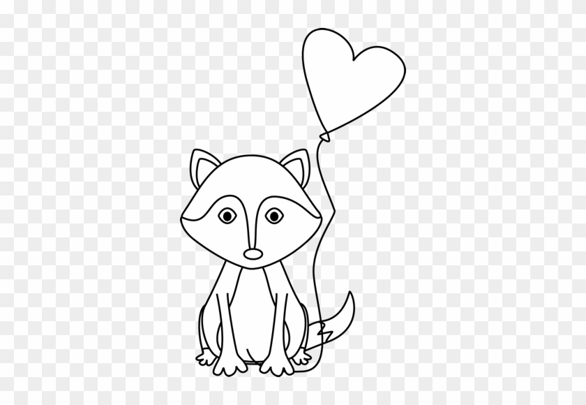 Valentine's Day Clipart Fox - Clipart Of Cute Fox Black And White #1054048