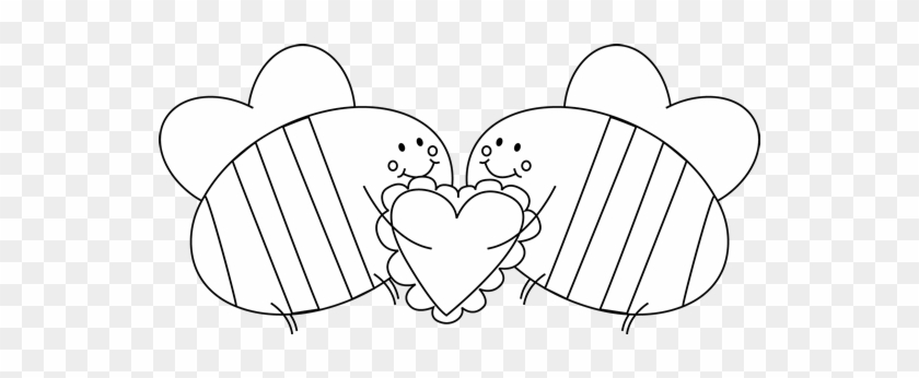 Black And White Valentine&day Love Bees Clip Art - White #1054056