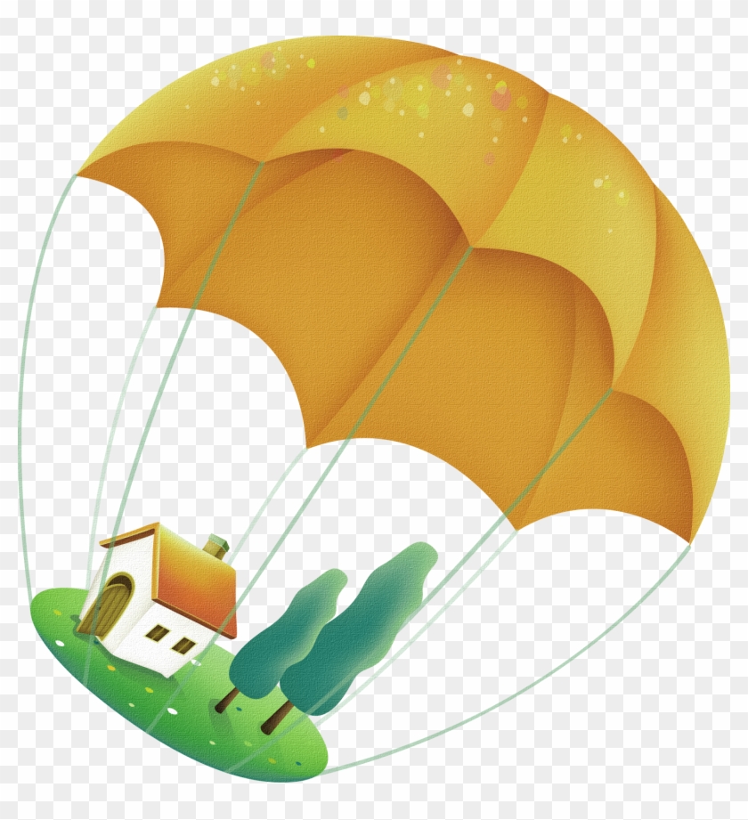 Yellow Cartoon Parachute House Decoration Pattern - Cartoon #1054205