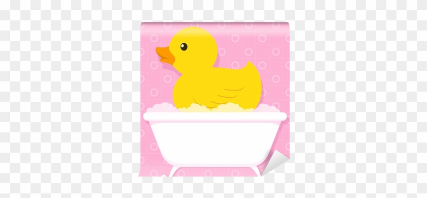 Yellow Duck In Bathtub With Bubbles Wall Mural • Pixers® - Duck #1054505