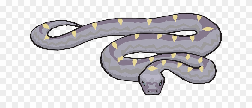 Curled Snake, Yellow, Purple, Reptile, Slithering, - Slithering Snake Clipart #1054793