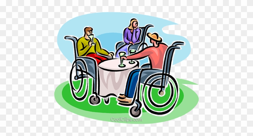 People In Wheelchairs Having A Drink Royalty Free Vector - People In Wheelchairs Having A Drink Royalty Free Vector #1055043