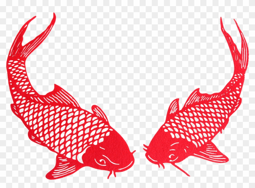 Common Carp Papercutting Red Illustration - Papercutting #1055292