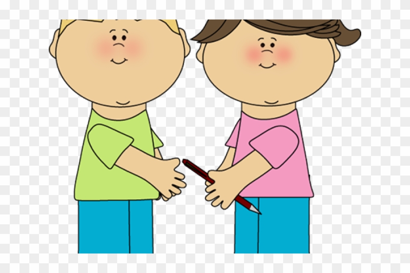 Student Sharing Cliparts - Kid Sharing Clipart #1055364