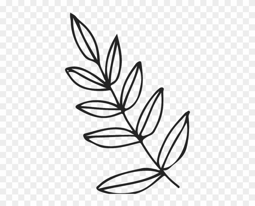 Rowan Leaf Branch Rubber Stamp - Line Art #1055744