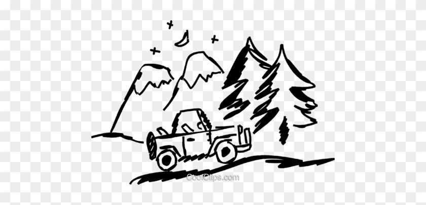 Jeep Parked By Mountains Royalty Free Vector Clip Art - Jeep Parked By Mountains Royalty Free Vector Clip Art #1056284
