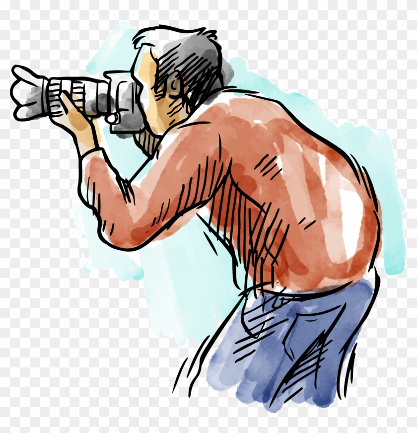 Photographer Photography Watercolor Painting Drawing - Photographer #1056462