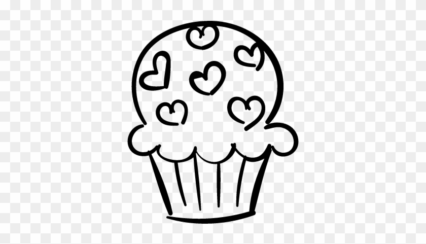 Cupcake Decorated With Hearts Vector - Vector Graphics #1056581