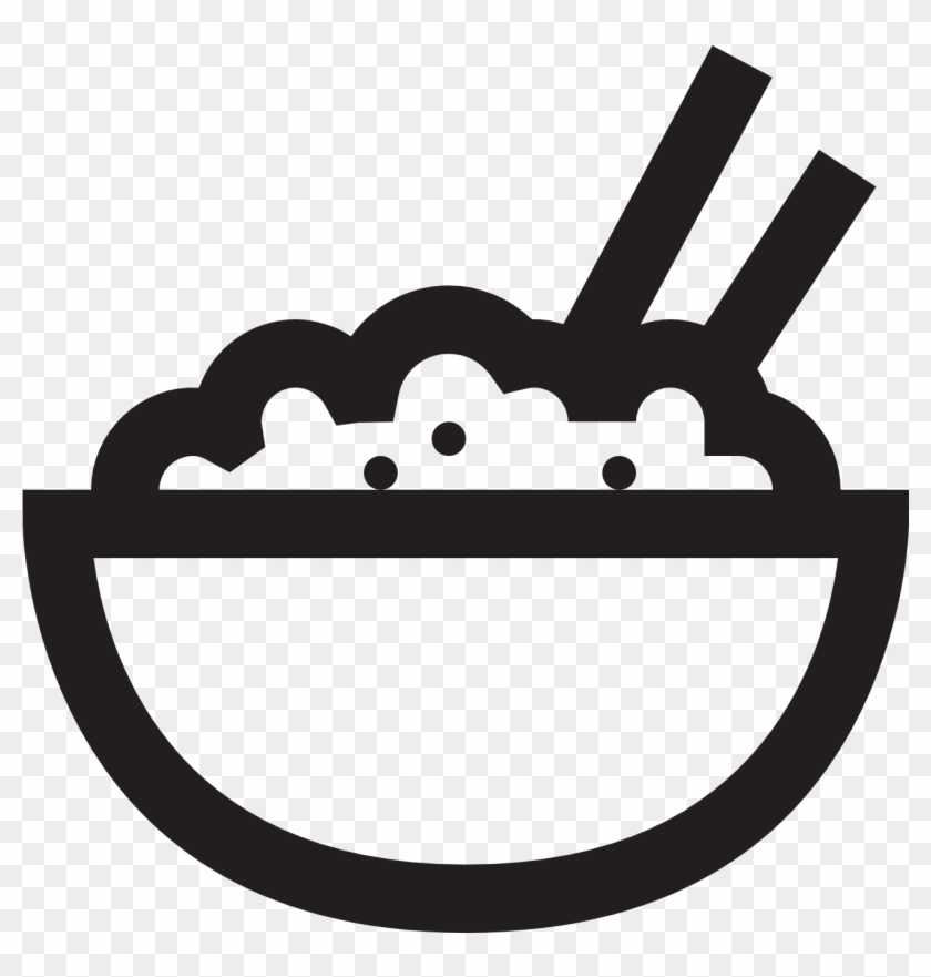 Bowl Of Rice Clip Art Png - Rice Bowl Black And White #1056709