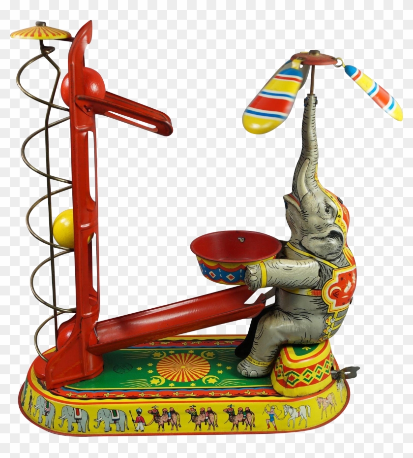 Vintage 1940s German Wind Up Clockwork Tin Toy Elephant - Figurine #1057334