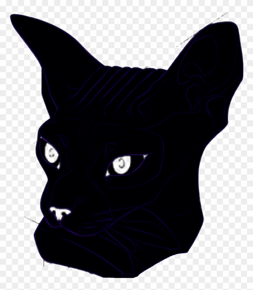 Neon Cat Sphynx Head Purple Sticker Violet Glow Remixit - Black Cat #1057362