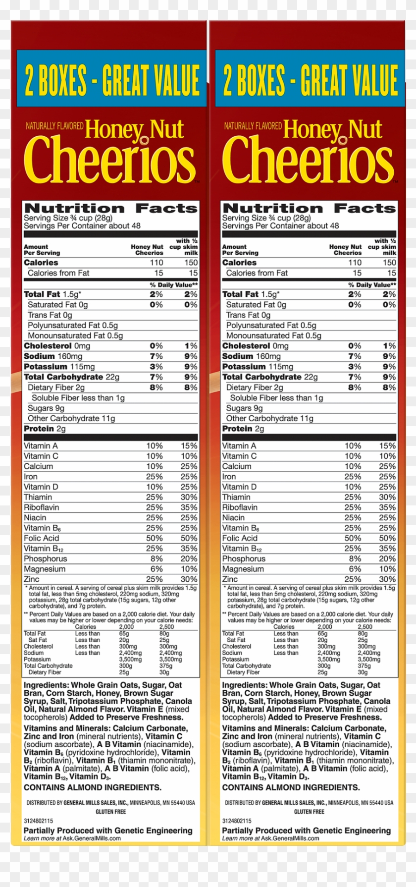Honey Nut Cheerios Nutrition Facts Label Blog Dandk