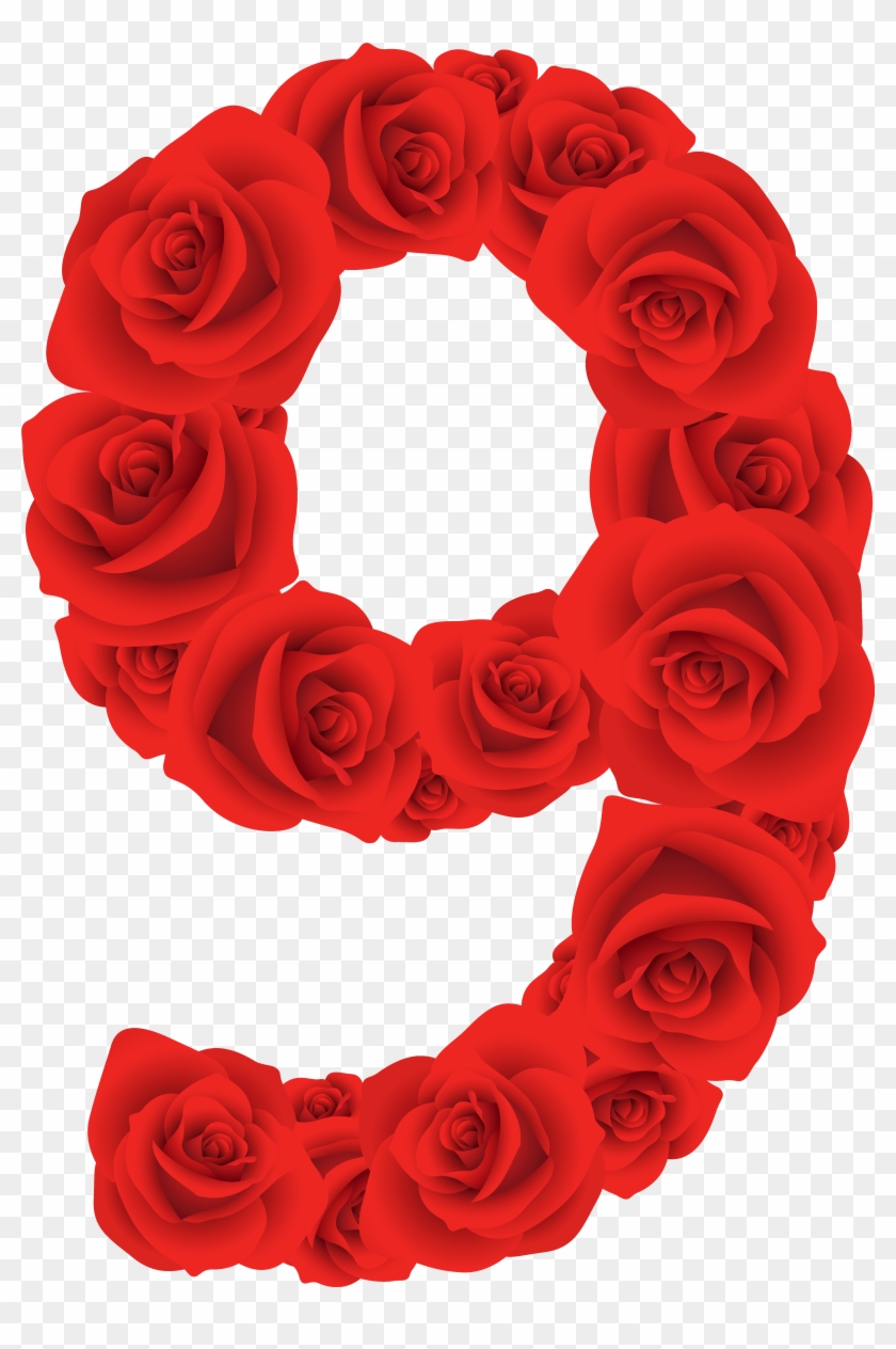 Red Roses Number Nine Png Clipart Image - Red Roses Number #1057602