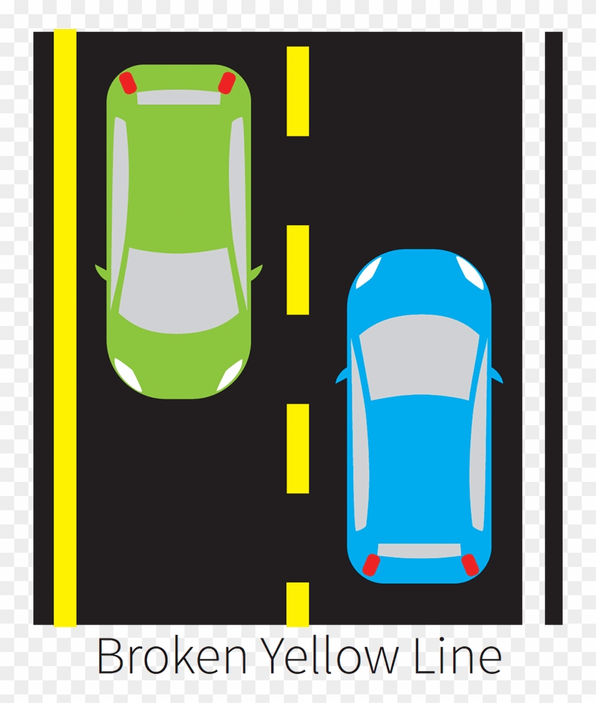 Single Broken Yellow Line - Pavement Markings Meaning Png #1057947